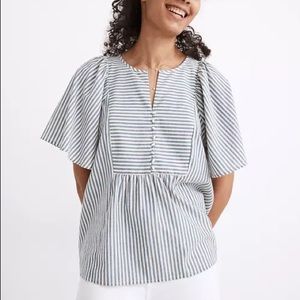 Madewell Courtyard Flutter-Sleeve Too in Blue Stripe